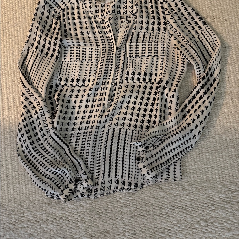 Parker Black and White Graphic Button Down Shirt